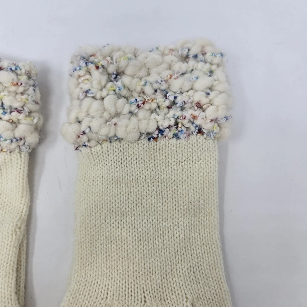 VINTAGE LIZ CLAIBORNE CREAM WOOL BLEND GLOVES BOULCE CONFETTI CUFFS WOMEN OS